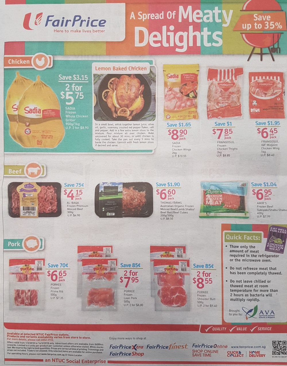 Halal chicken alongside pork