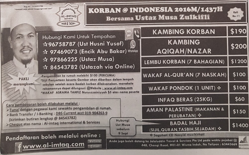 Korban 2016 Ustaz Musa Zulkifli