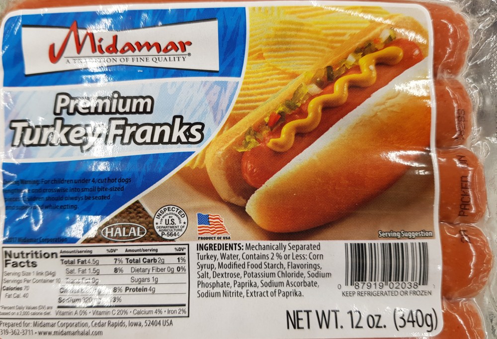 Midamar turkey franks
